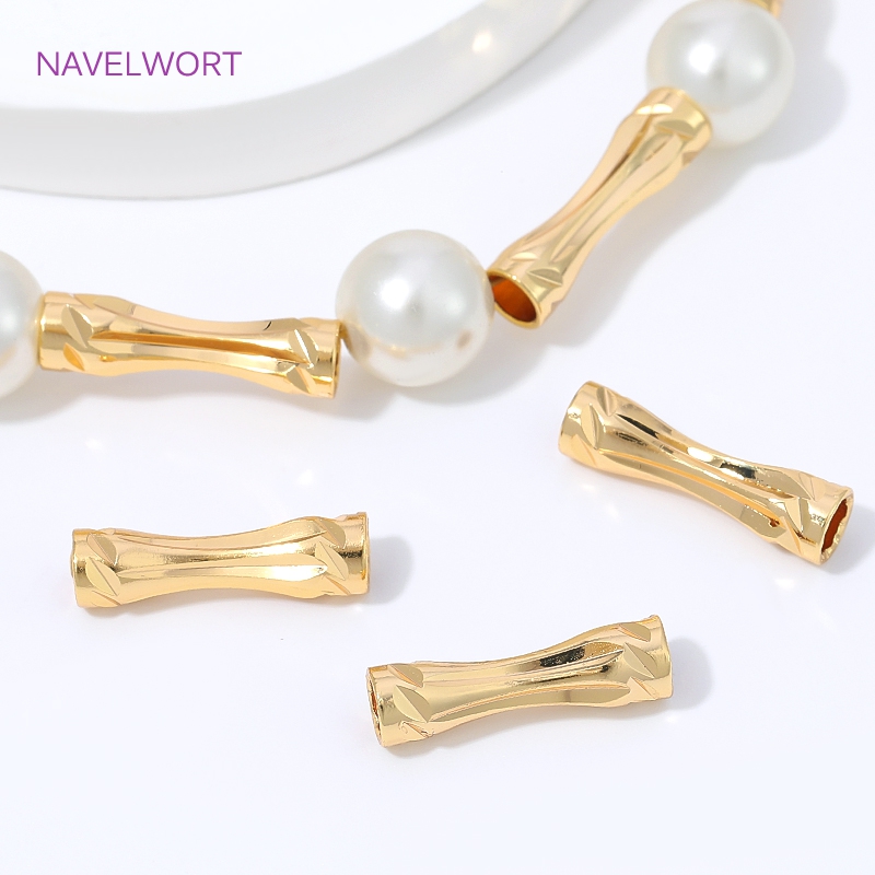 Crimp Bead Tube - 18K Altın Kaplama Fasetli Tüp Boncuklar,
